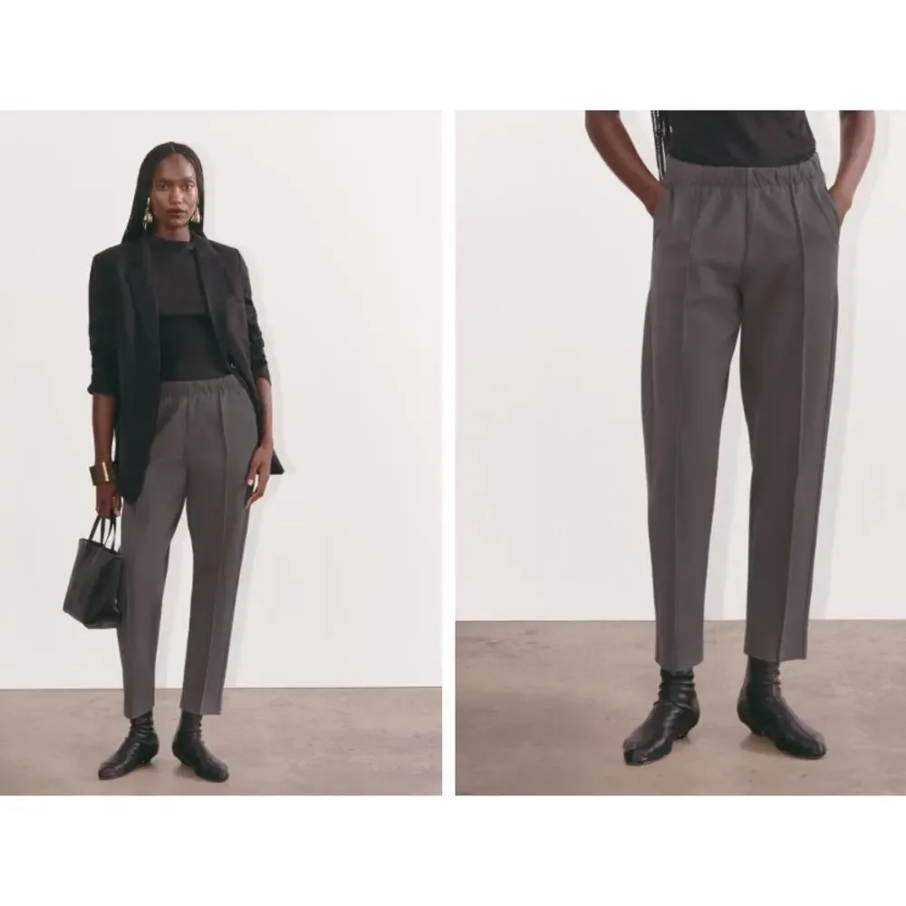 Everlane Dream Pant Womens Size XS Elastic Waist Double Knit Pintuck Tapered Leg